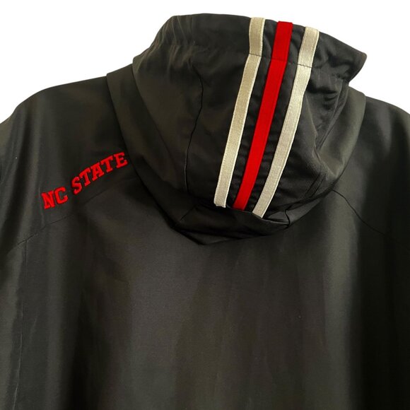 Adidas ClimaProof NC State University Zip Windbreaker Jacket XL Hood Black Red - Picture 10 of 14